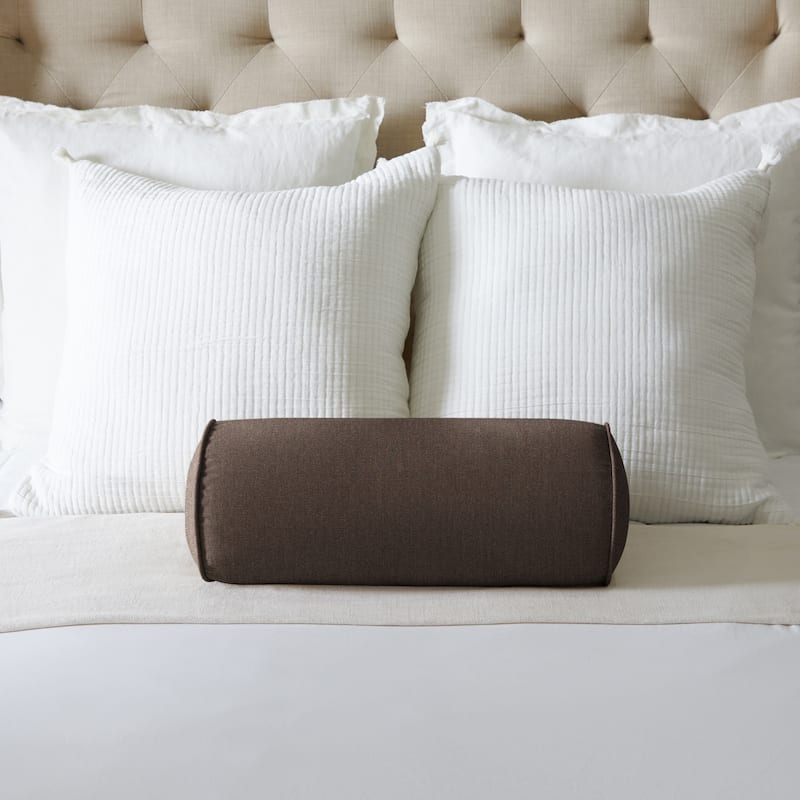 Sorra Home Sunbrella Indoor/Outdoor Bolster Throw Pillow with Cording - 20 in x 8 in x 8 in - Canvas Java