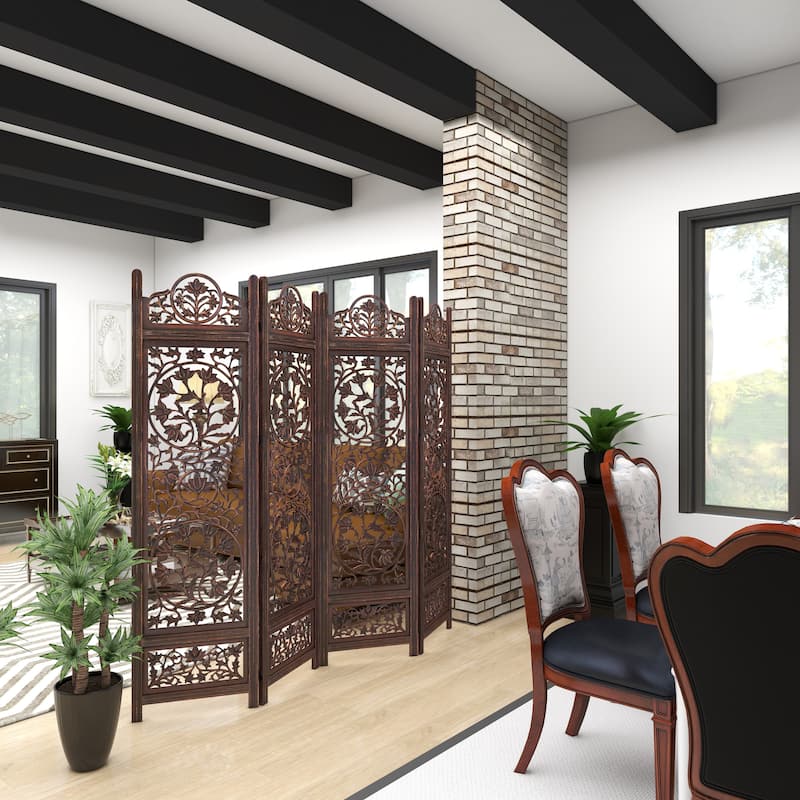 Brown MDF Traditional Room Divider Screen 72 x 80 x 1