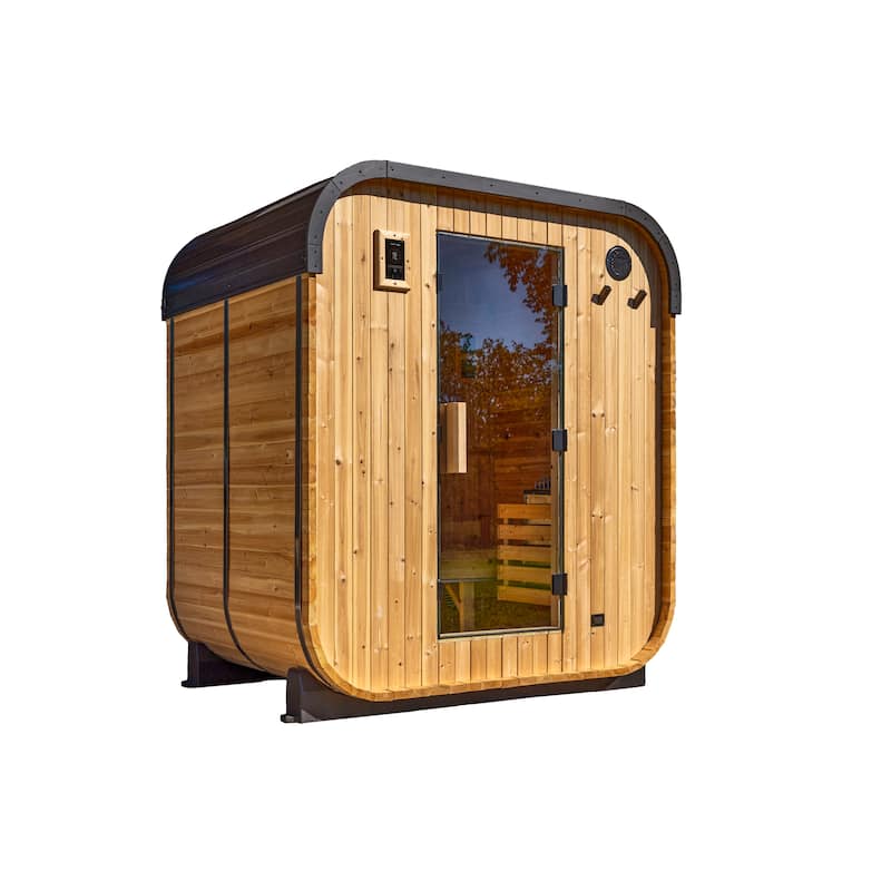 Backyard Discovery Lennon 2-4 Person Outdoor Cube Sauna, 9kW Heater - Natural Cedar
