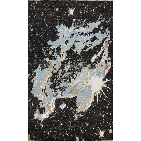 Wool/ Silk Modern Artistic Abstract Oriental Area Rug Hand-knotted - 4'8" x 7'3"