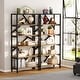 preview thumbnail 30 of 36, 71" Industrial Bookshelf, 6 Tier Rustic Brown Wood Etagere Bookcase, Open Book Shelves