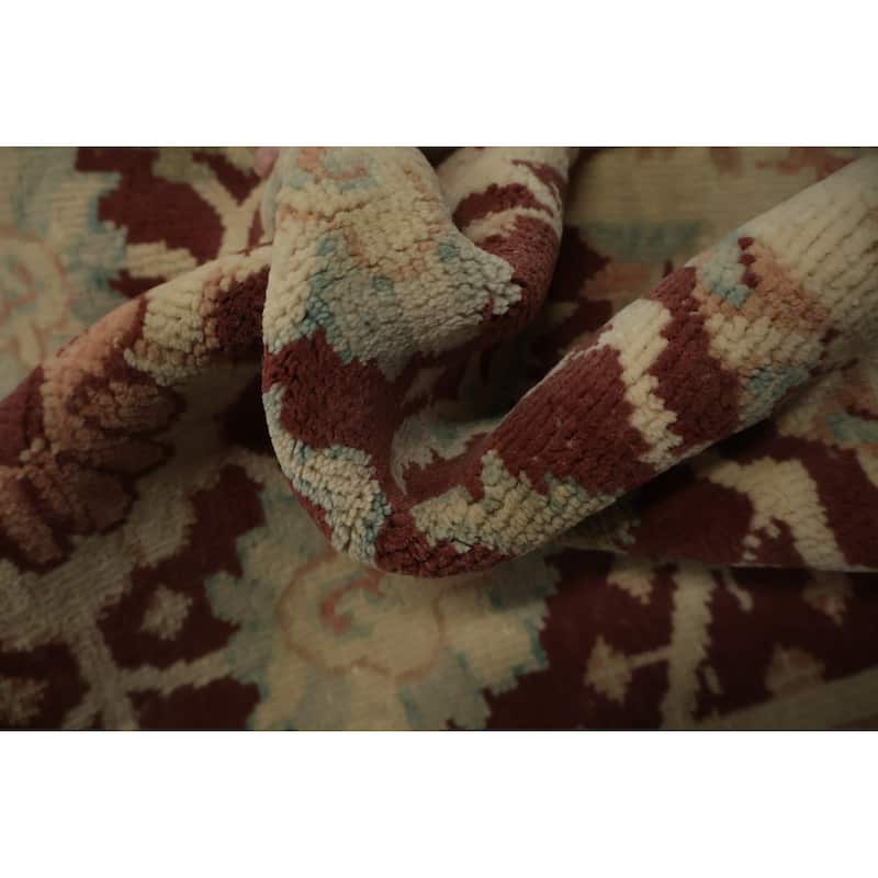 Hand Knotted Oriental 100% Wool Carpet Traditional All-Over Red Ziegler Area Rug - 3' 11'' X 2' 0''