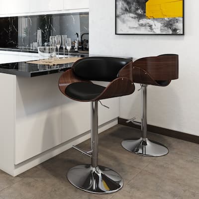 WYNDENHALL Gilford Mid Century Modern 34" Adjustable Swivel Bar Stool