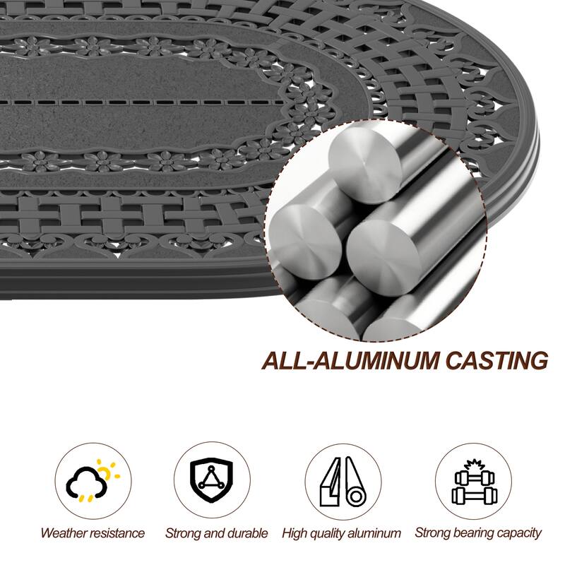 82.87 in. x 42.13 in. Cast Aluminum Patio Dining Oval Table for Balcony, Lawn, Garden, Backyard