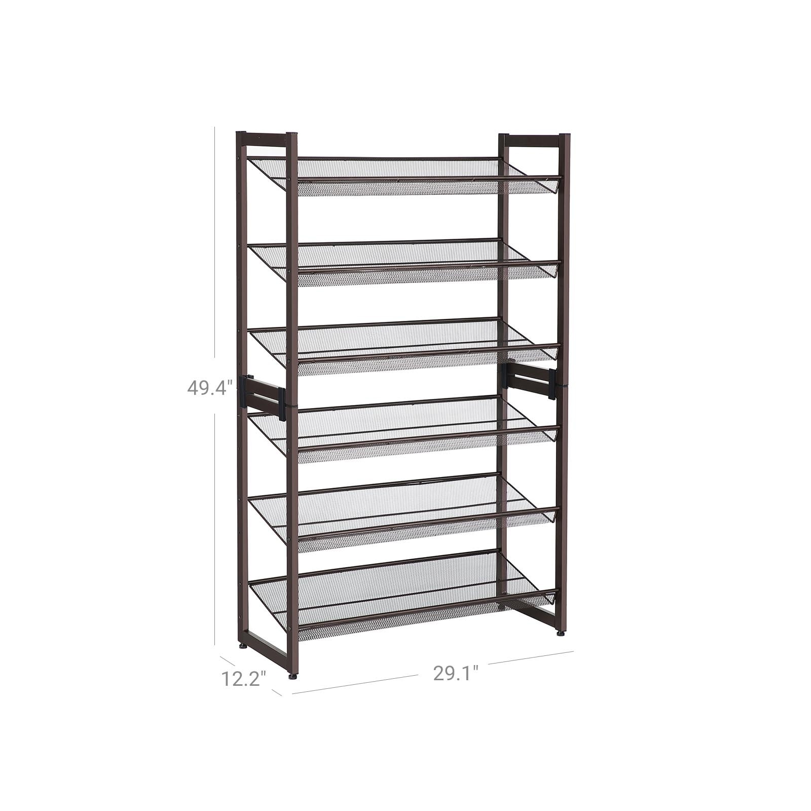 SONGMICS 4 Tier Shoe Rack Metal Stackable Shoes Rack Storage Shelf Holds up  to 20 Pairs Shoes Adjustable Slanted Shelves Shoe Tower Organizer for