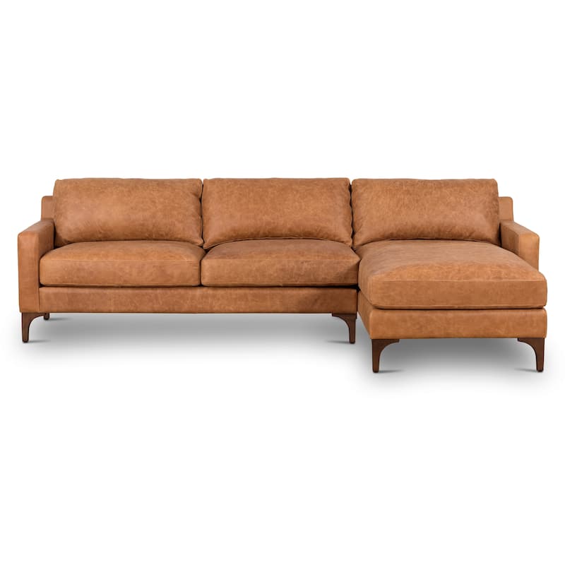 Poly & Bark Sorrento Sectional - Genuine Italian Leather - Cognac Tan - Right Facing