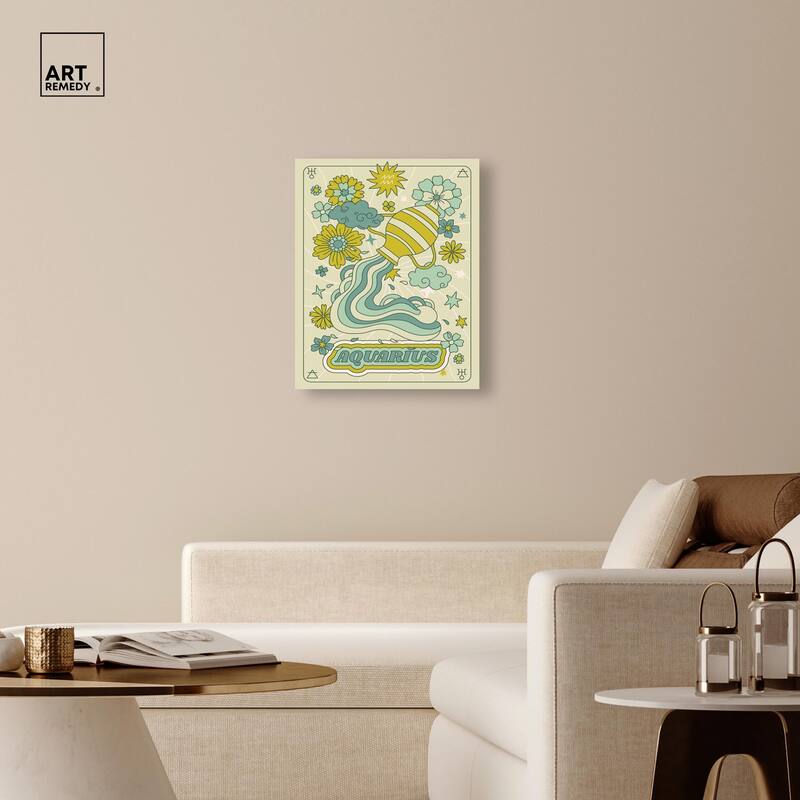 Aquarius Stars Card Canvas by Art Remedy, Gallery Wrapped