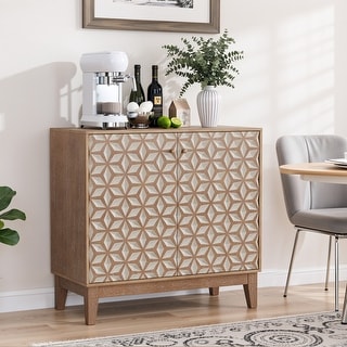 31.5" Modern Sideboard with 2-Door Geometric Design and Adjustable Shelves