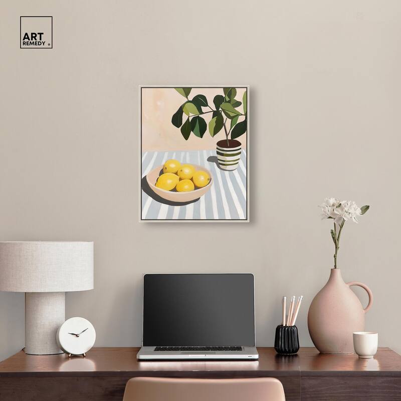 Lemon with Green Canvas by Art Remedy
