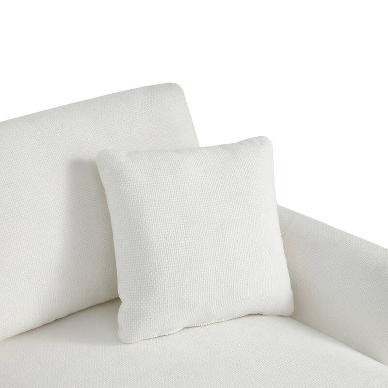 White 119" Oversized L-Shaped 5-Seat Sectional Sofa with Chaise and Pillows