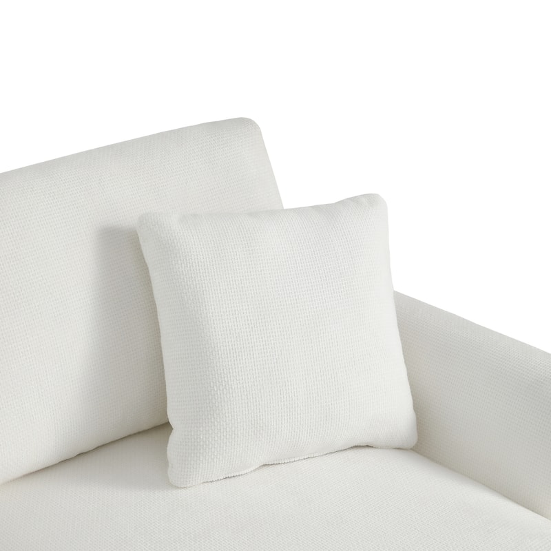 White 119'' Spacious L-Shaped 5-Seater Sectional with Chaise Lounge and Decorative Pillows