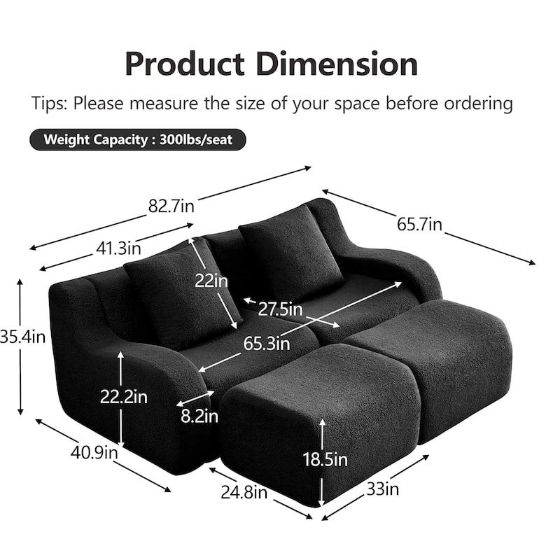 GDF Studio - Fairford 2-Seat Modular Sofa with Chaise & Curved Armrests