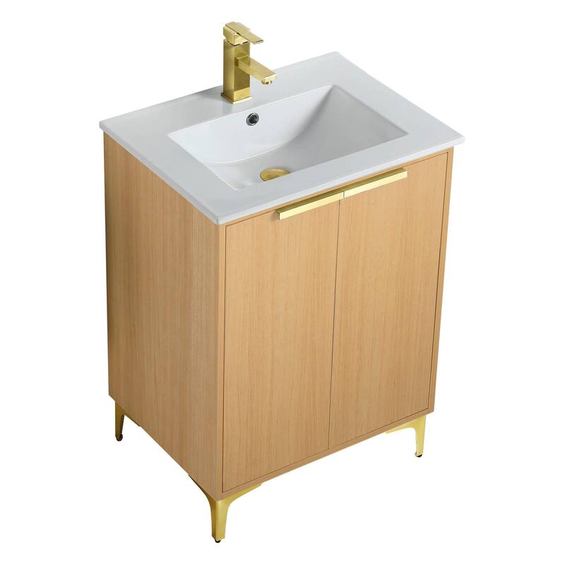 Fine Fixtures Wilmington Bathroom Vanity with White Ceramic Sink.