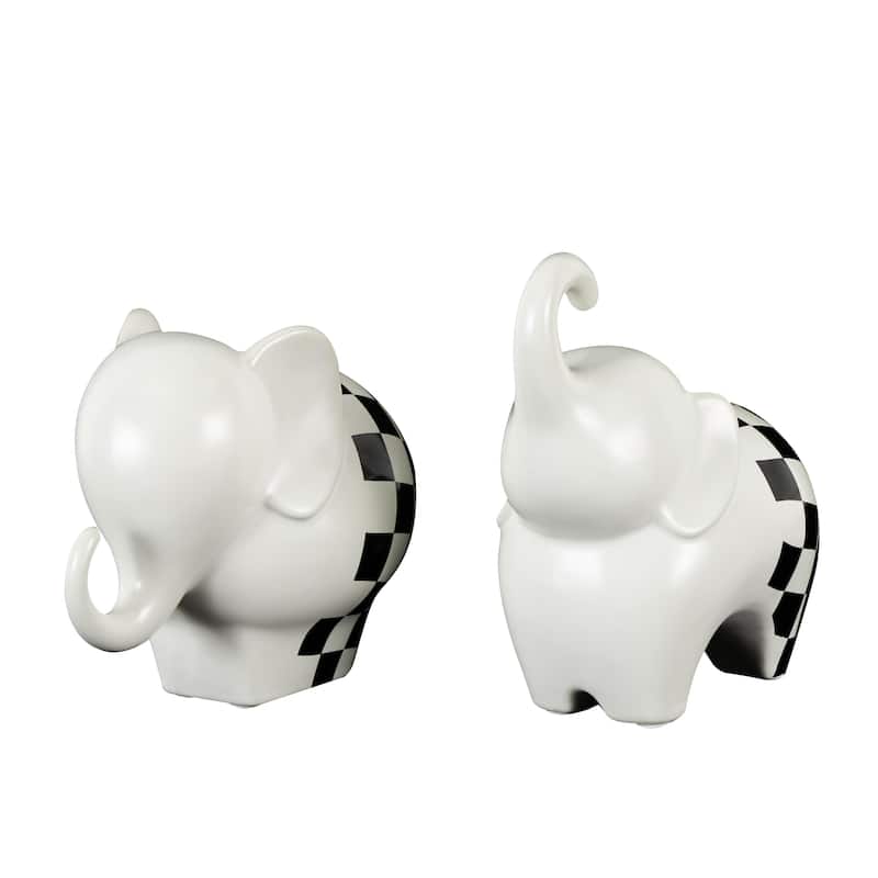 The Novogratz Gold, Silver, Black, White or Multi Colored Porcelain Ceramic Elephant Decorative Sculpture (Set of 2)