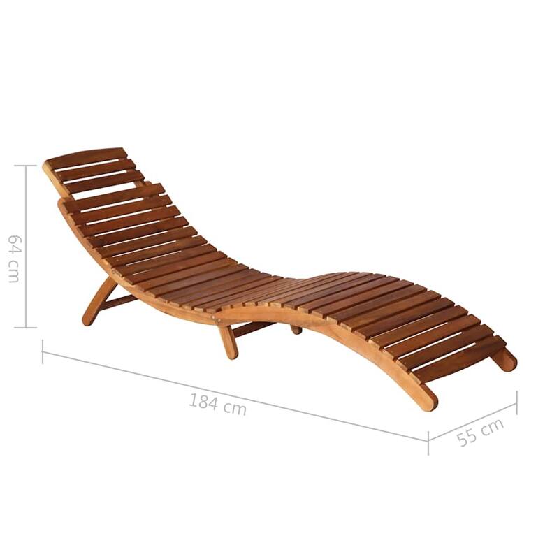 vidaXL Patio Sun Lounger with Cushion Solid Acacia Wood - 72.4" x 21.7" x 25.2"