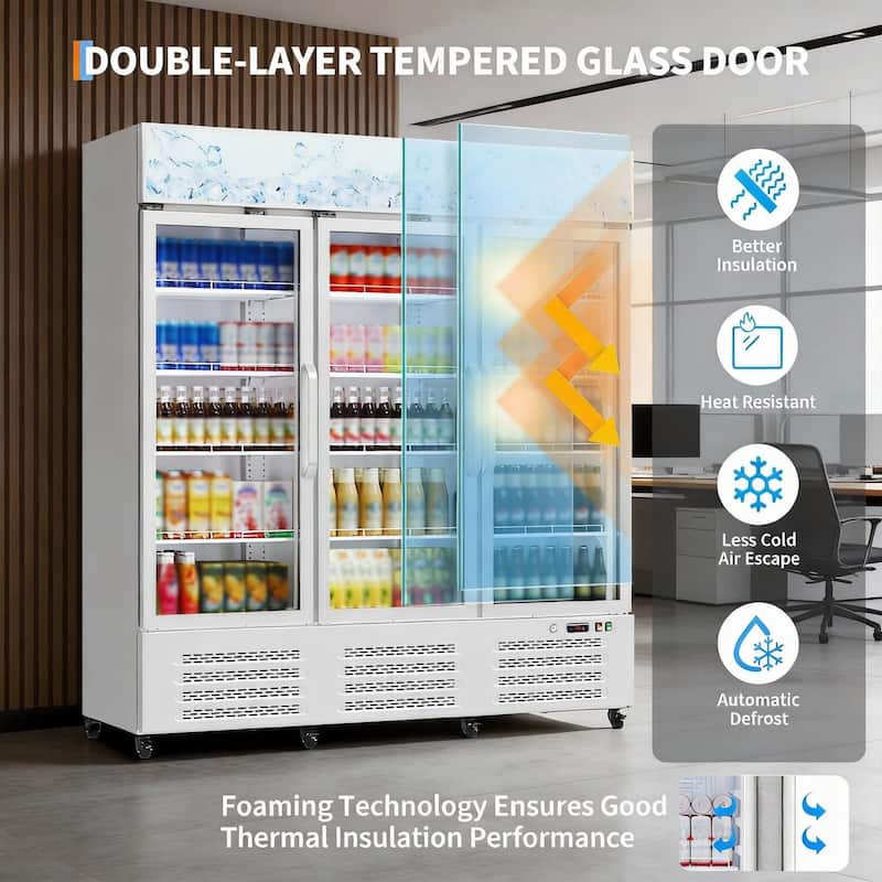 3 Glass Door Display Refrigerator, with 360° Circulation Cooling
