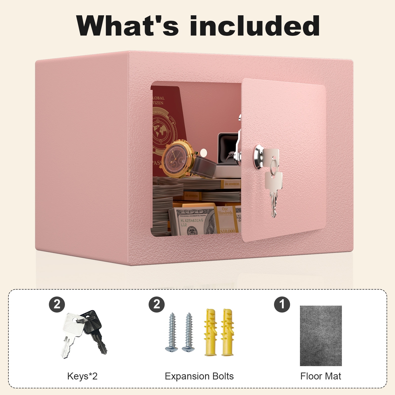 Secure Safe With Key And Password Money Home Safe, 0.23 Cubic Feet