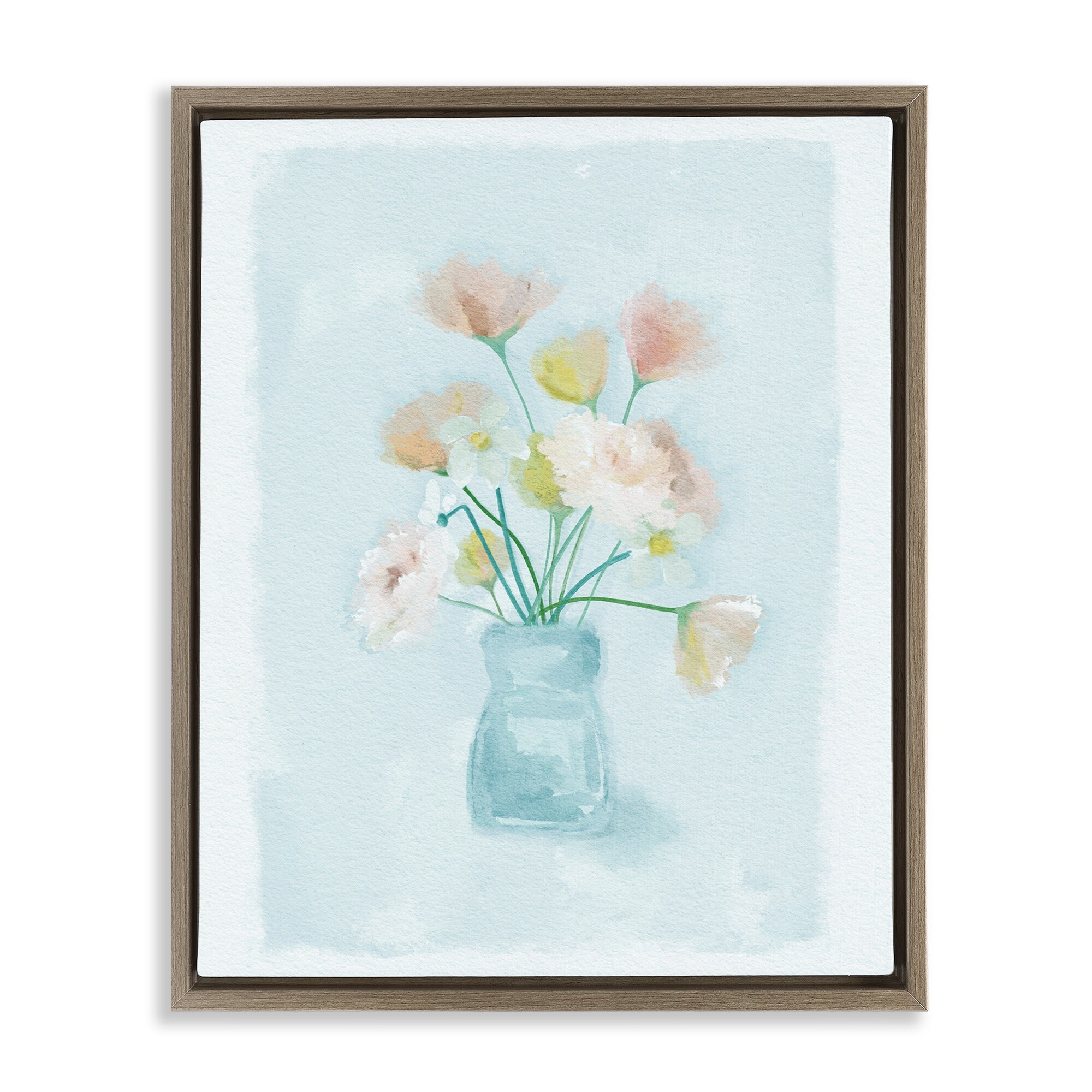 Stupell Pretty Florals in Vase Framed Floater Canvas Wall Art Design By Leah Straatsma