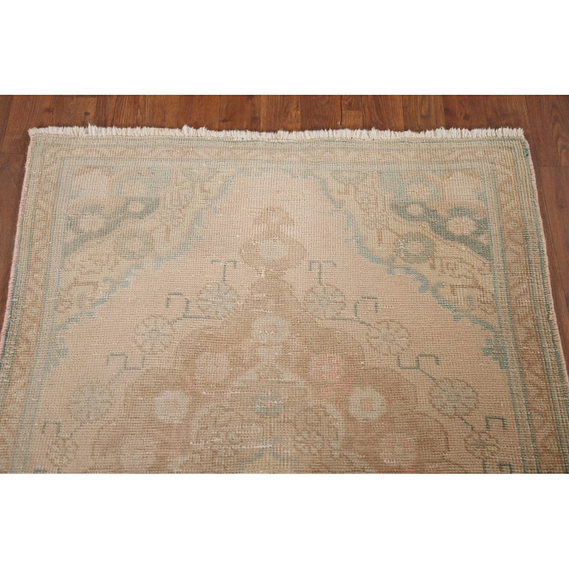 Hand Knotted Oriental 100% Wool Carpet Traditional Medallion Peach Tabriz Area Rug - 4' 8'' X 3' 2''