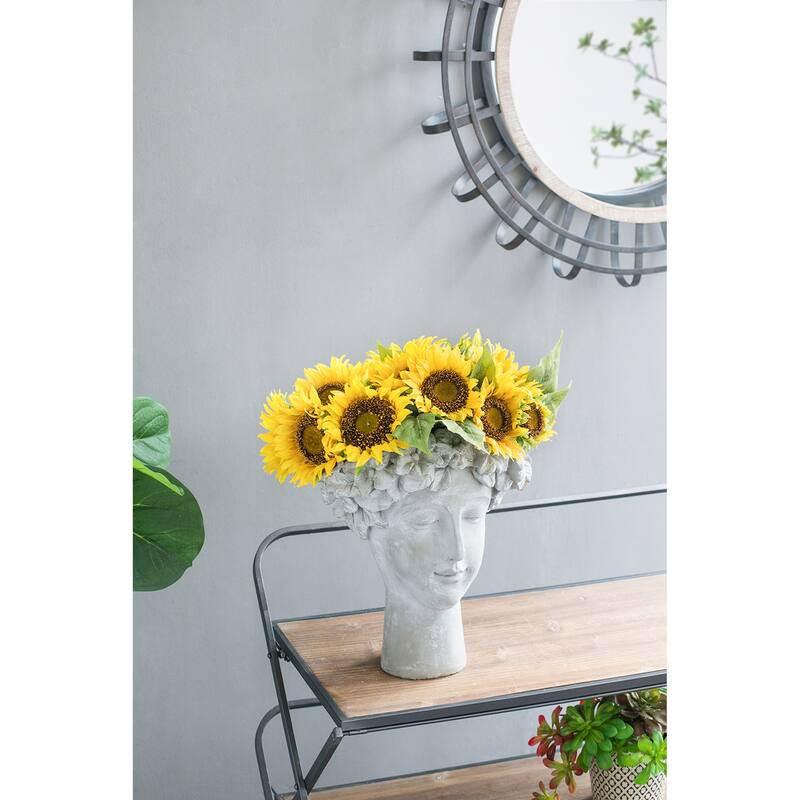 Set of 3 Artificial Sunflower Stems 14 Inch Yellow Flower Arrangement