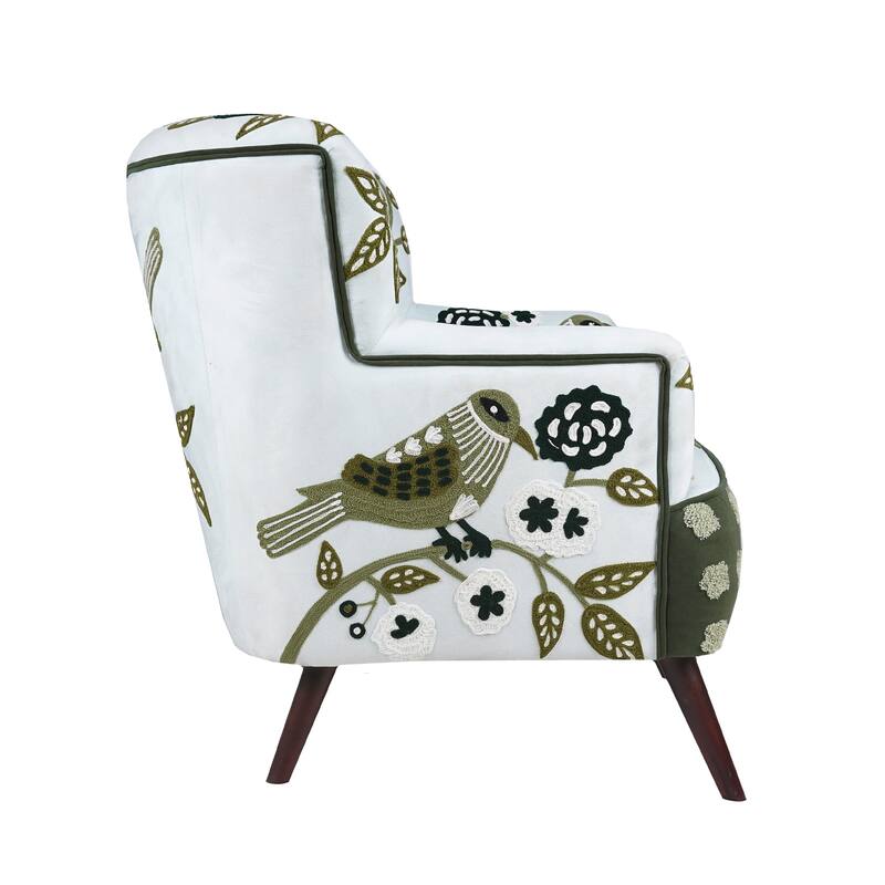 Nico Floral Embroidered Velvet Upholstered Accent Chair by Sevita - 30″ D x 32″ W x 33″ H