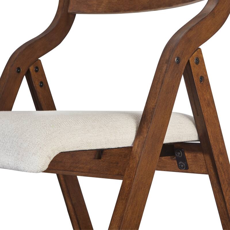 Upholstered Wood Folding Dining Chair Set of 2, Space Saving and Easy to Carry