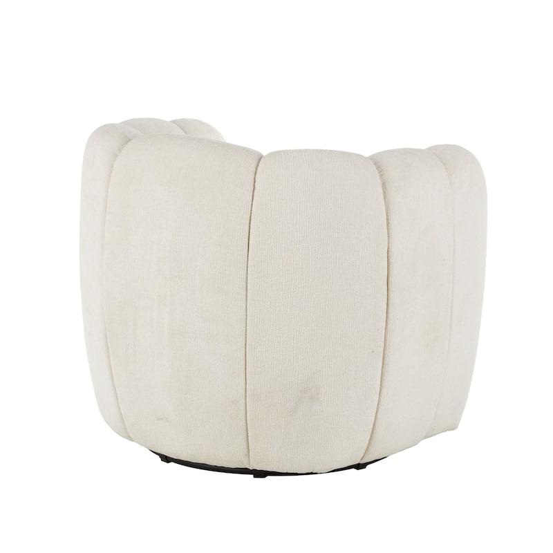 Polyester Arched Swivel Accent Chair - Cream - Roche River Decor - 30"W x 31"L x 28"H