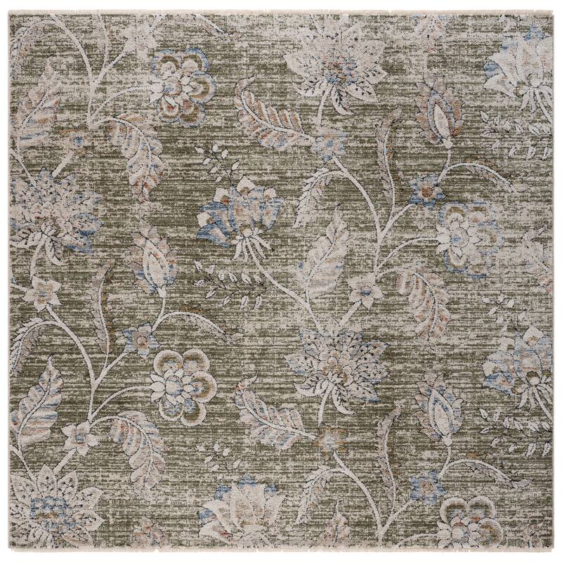 SAFAVIEH Grove Viorica Floral Rug - 6'7" Square - Green/Ivory