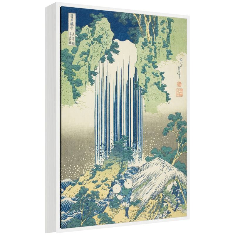 Kate and Laurel Sylvie Katsushika Hokusai Yoro Waterfall in Mino Province 1833 Framed Canvas by The Art Institute of Chicago - 23x33 - White