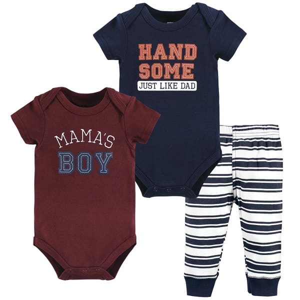 slide 1 of 1, Hudson Baby Infant Boys Cotton Bodysuit and Pant Set, Mamas Boy 9-12 Months - Mamas Boy
