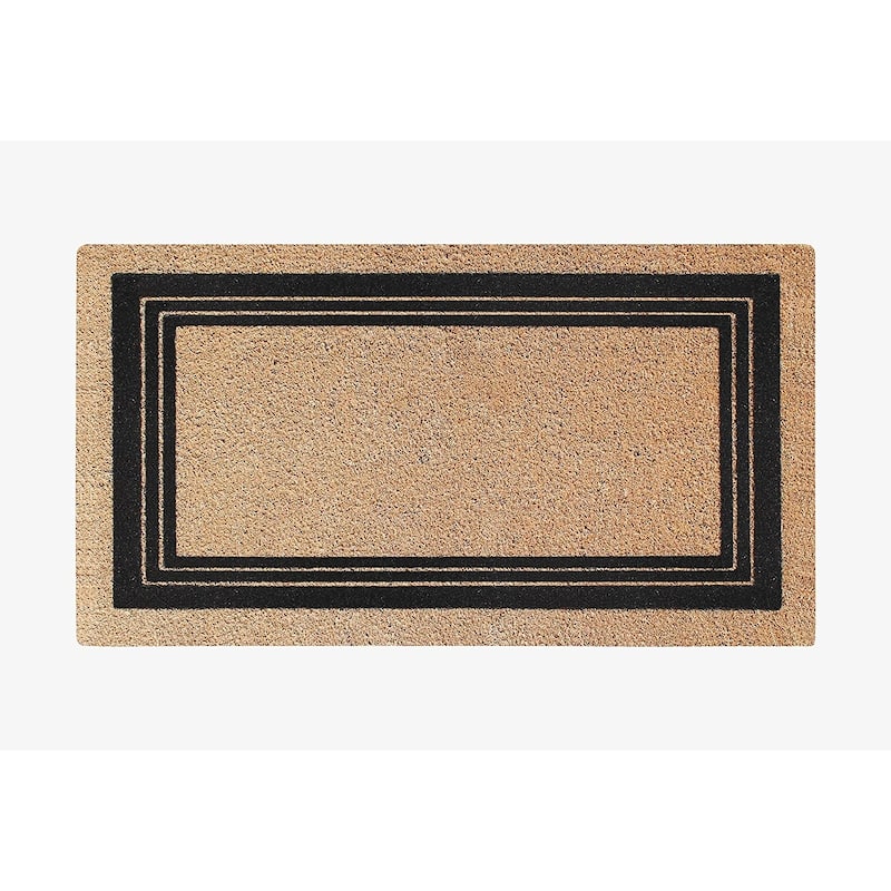 A1HC Classic Border Entrance Door Mats, Durable Large Outdoor Rug, Non-Slip, Flock Doormat Black/Beige - 18"X30"