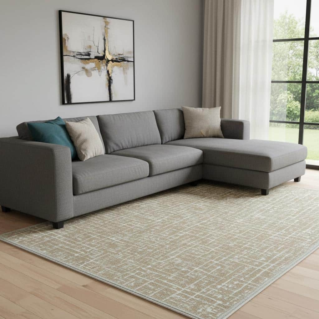 HomeRoots Abstract Geometric Modern, Contemporary Rectangle Area Rug