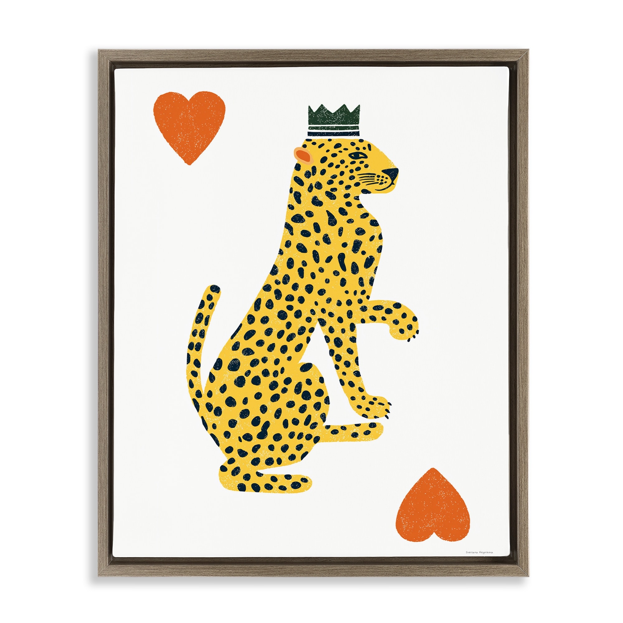 Stupell Leopard & Hearts Card Framed Floater Canvas Wall Art Design By Svetlana Aleynikova