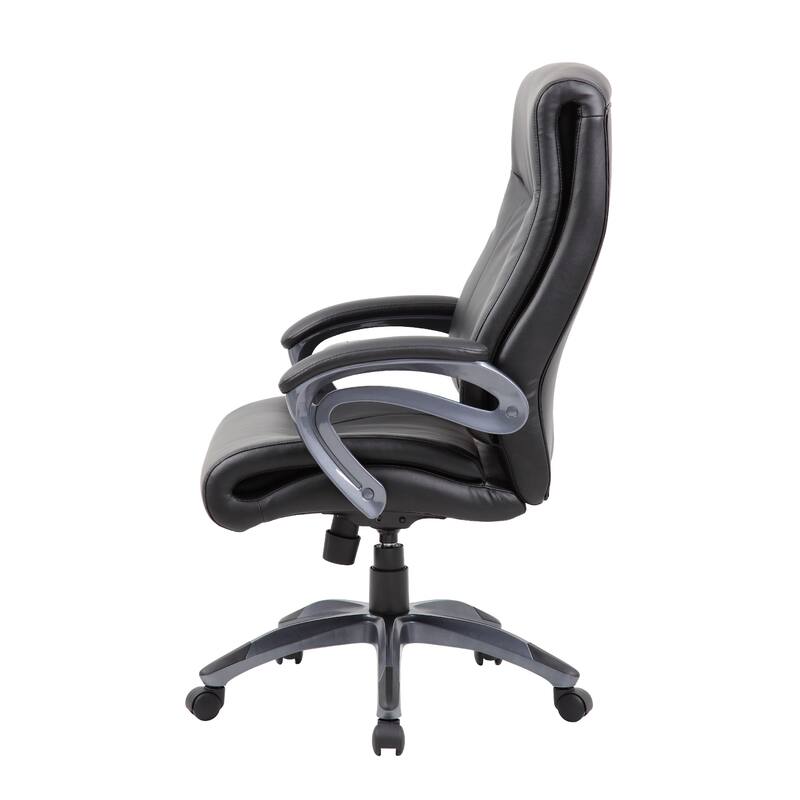 Sian Rolling Executive Chair with Dark Gray Finish, Black Faux Leather