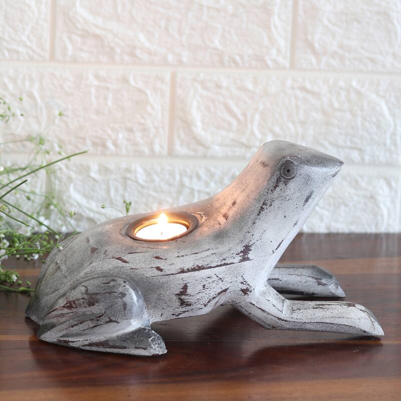 Novica Handmade 'Croaks Of Light' Wood Tealight Candleholder