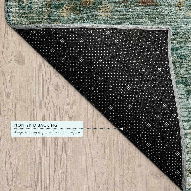 Machine Washable Indoor/ Outdoor Vintage Traditional Chantille Rug