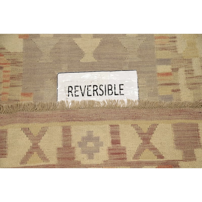 Hand Woven Oriental 100% Wool Carpet Southwestern Tribal Purples Kilim Runner Rug - 12' 3'' X 2' 9''