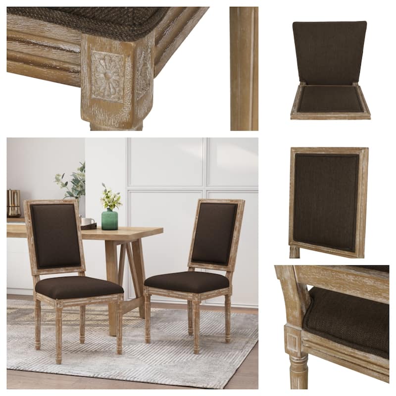 French Country Dining Chairs with High-quality Upholstery and Wood Legs (Set of 2)