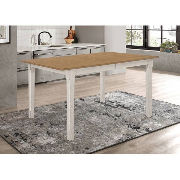 Carlyle Natural and Rustic Off White Dining Table with Extension Leaf Bed Bath & Beyond 36964804