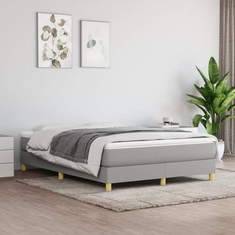 vidaXL Box Spring Bed Base Platform Bed Frame with Mattress for Bedroom Fabric