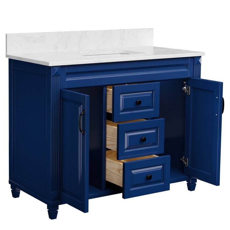 42-Inch Solid Wood Bathroom Vanity with Sink - Minimalist Elegant Style