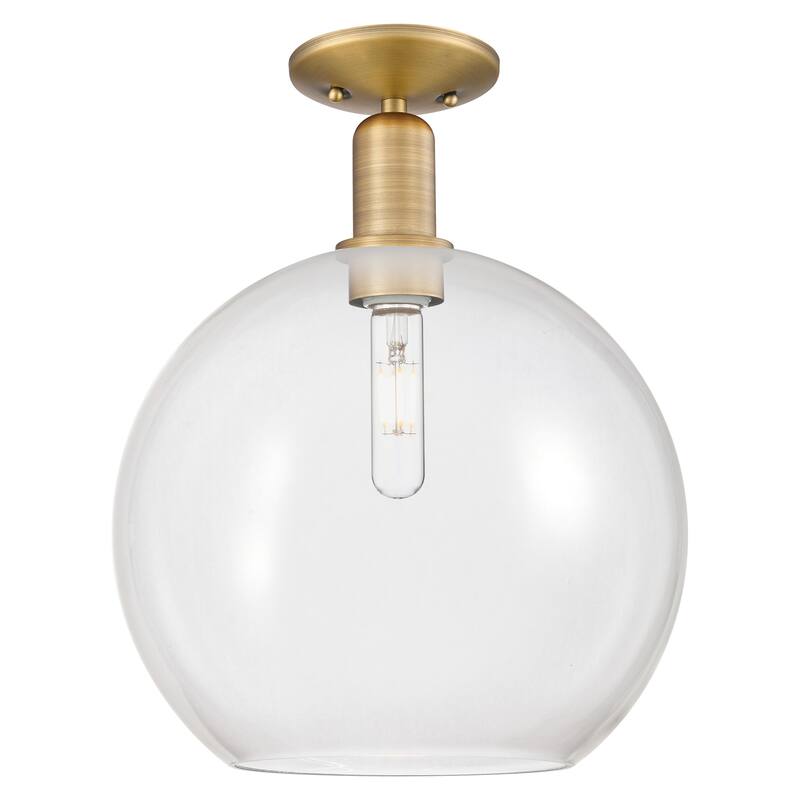 Innovations Lighting 716-1C-16-12 Athens Semi-Flush Athens 12" Wide - Brushed Brass / Clear