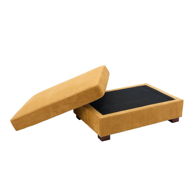 Modern Rectangle Oversized Stripe Corduroy Ottoman