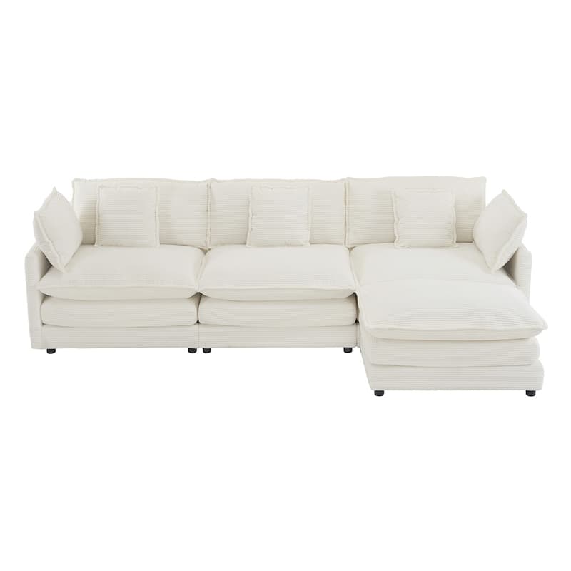 112.6" Spacious Corduroy Sectional Sofa,Modular Design,Hidden Storage