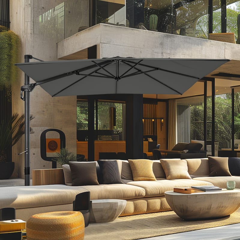 MAISON ARTS 12 FT Cantilever Umbrella 360 Degree Rotation & 6-Tilt Adjustable