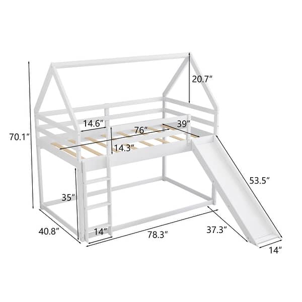 Twin Size Bunk House Bed with Convertible Slide and Ladder - Bed Bath ...
