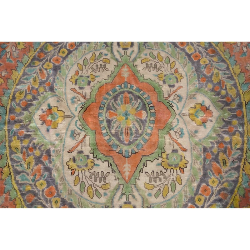 Hand Knotted Oriental 100% Wool Carpet Traditional Floral Oranges & Rust Tabriz Area Rug - 9' 5'' X 6' 5''
