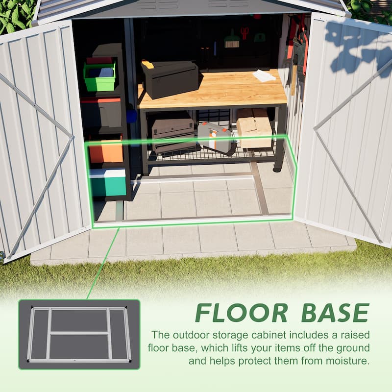 GDFStudio - Lucas All-Weather 6x4 ft Outdoor Storage Shed with Robust Construction and Easy Assembly
