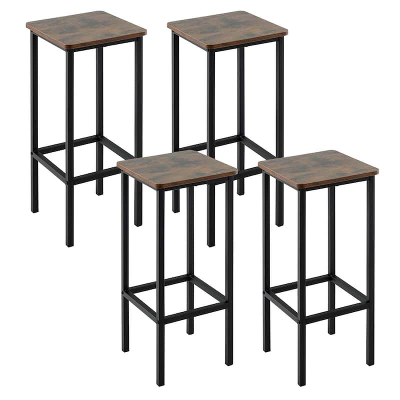 4PCS Backless Bar Stools Square Bar Chairs w/Metal Frame - 12" x 12" x 26" (L x W x H) - Set of 4