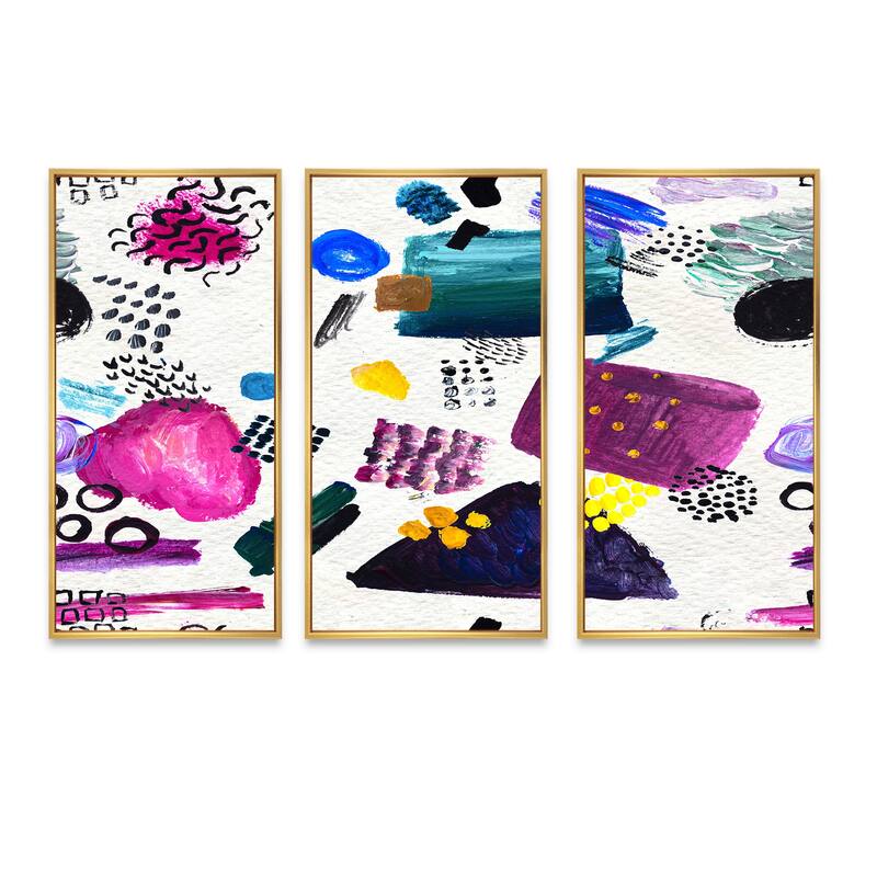 Designart "Retro Geometrical Polka Dot Elements" Modern Framed Art Set